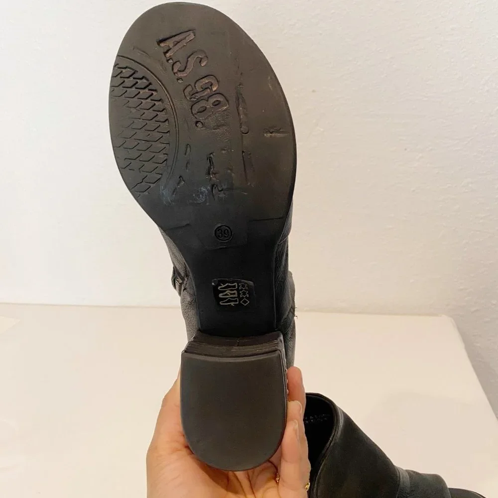 FINAL SALE: A.S.98 Leather black Miles Peep Toe Bootie New - Picture 11 of 14